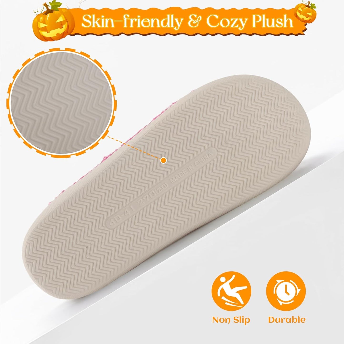 Halloween Slippers for Women Men Spooky Pumpkin Ghost Fuzzy Plush Warm Cozy Slippers Indoor Outdoor House Shoes