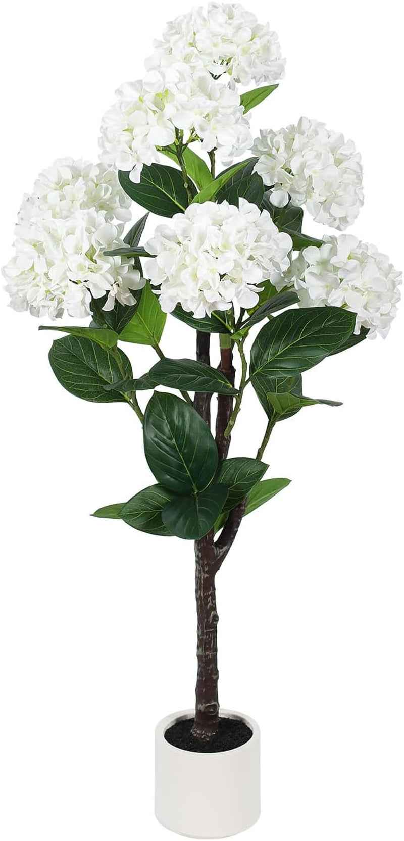 5 FT Artificial Hydrangea Tree- Large Faux Hydrangea Plants Indoor Outdoor,Fake Flower Trees with White Tall Planter for Home Garden,Front Decor