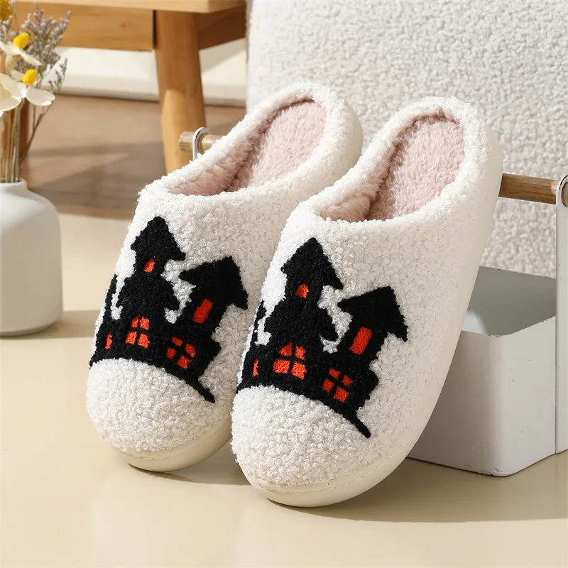Halloween Slippers 2025 Autumn/Winter Cartoon Cotton Slippers anti Slip Home Warm Comfortcotton Slippers Party Chanclas Mujer