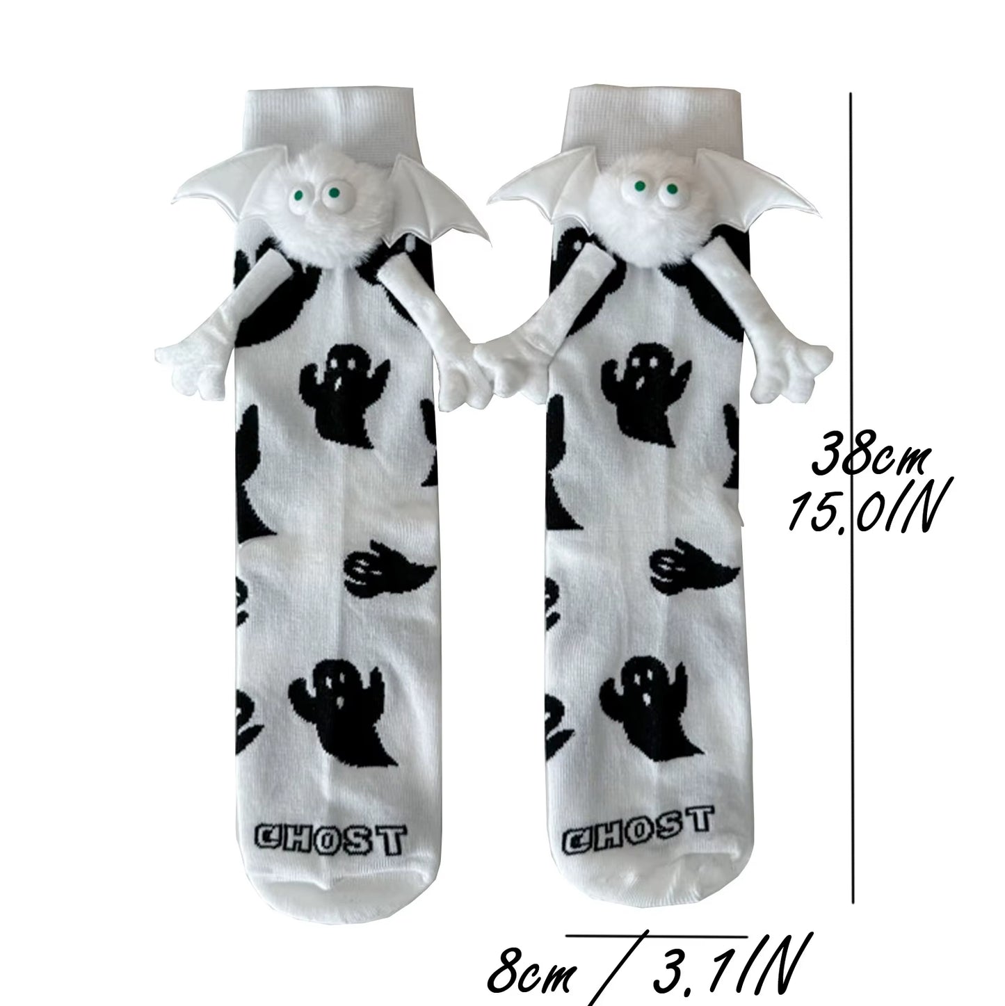 Women'S Halloween Socks Cute No Magnetic Hand in Hand Socks and White Ghost Middle Tube Cartoon Socks Funny Socks Косплей Аниме