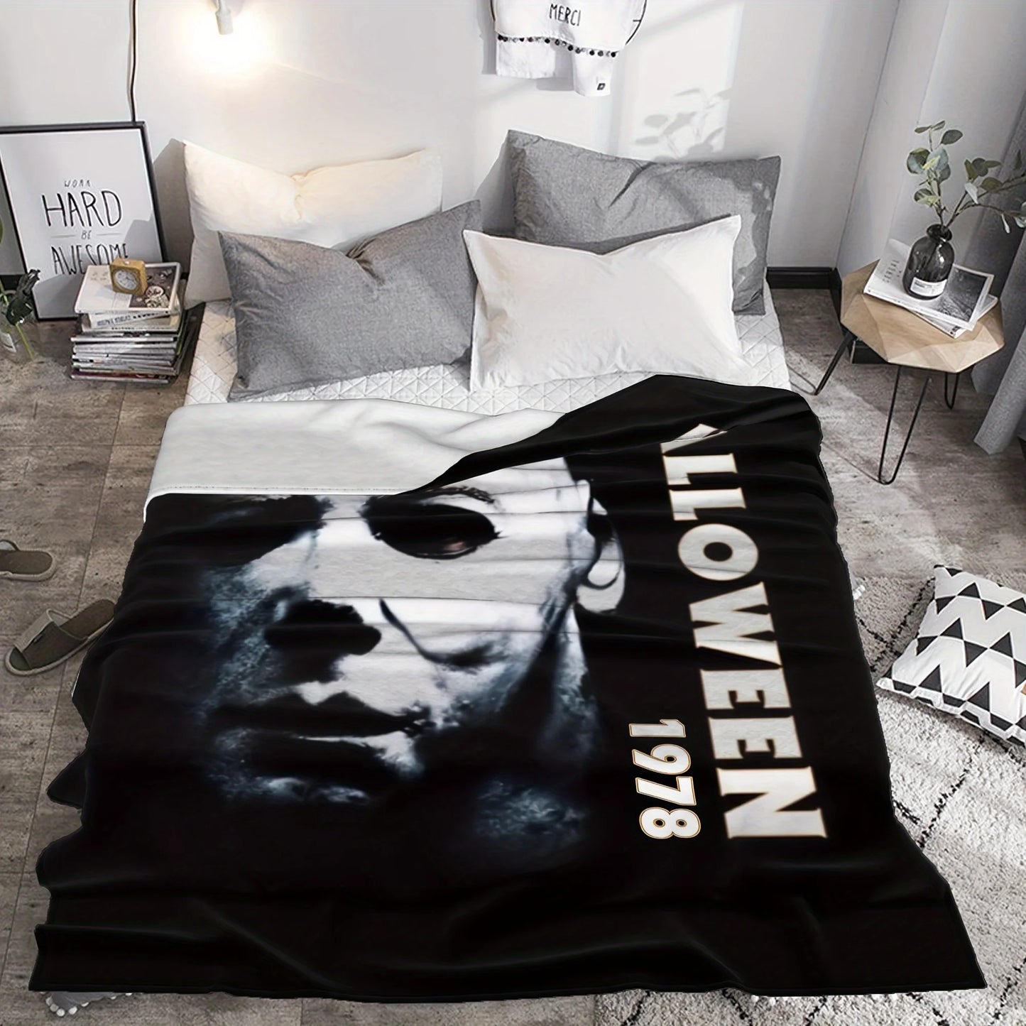 Horror Movie Halloween Character Cover Blanket, Halloween Blanket - for Sofa, Bed, Travel, Camping, Living Room, Office - Four S