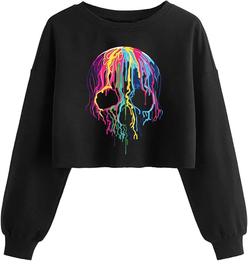 Women'S Witch Crop Sweatshirt Fall Halloween Vintage Graphic Lantern Long Sleeve Pullover Spooky Season Sweatshirt