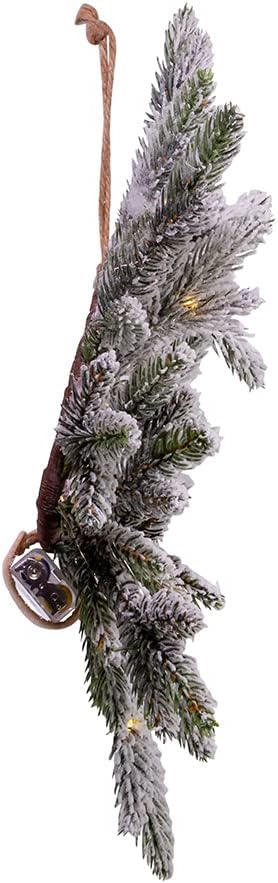 Kurt Adler 18-Inch 20-Light Battery-Operated LED Flocked Pine Wreath