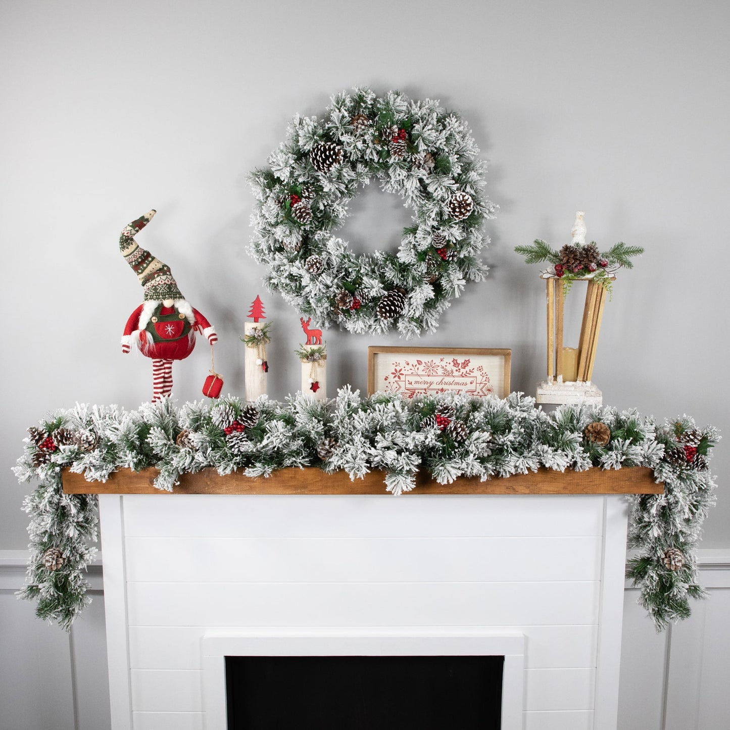 Northlight 24" Unlit Flocked Angel Pine with Pine Cones Artificial Christmas Wreath