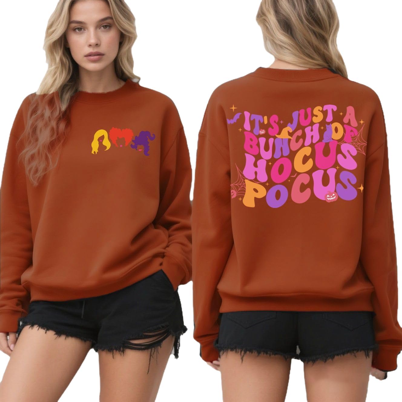 Halloween Sweatshirt for Women Witch Graphic Sweatshirts Spooky Season Crewneck Fall Pullover Tops