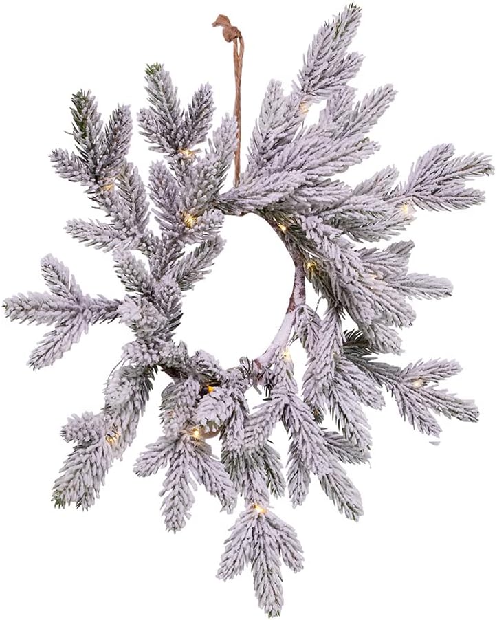 Kurt Adler 18-Inch 20-Light Battery-Operated LED Flocked Pine Wreath