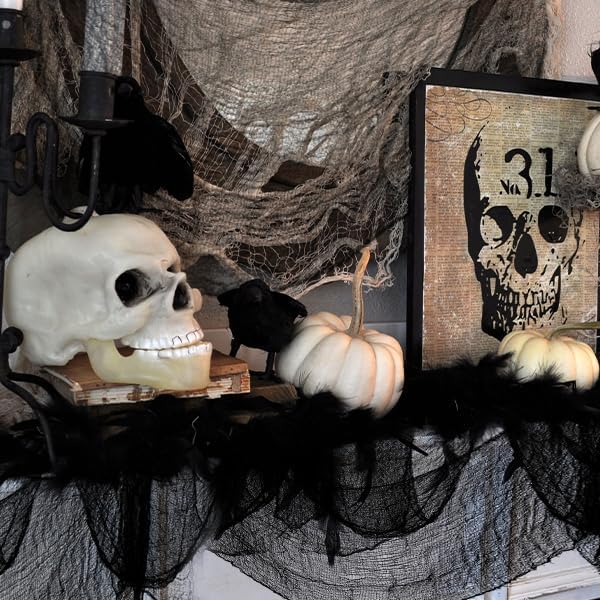 Set of 5 Halloween Creepy Gauze Cloth Decoration, Indoor Outdoor Black Scary Halloween Gauze Tapestry Decor, Spooky Decorations for Home Wall Yard Haunted House Party Supplies, 72 X 30 Inch