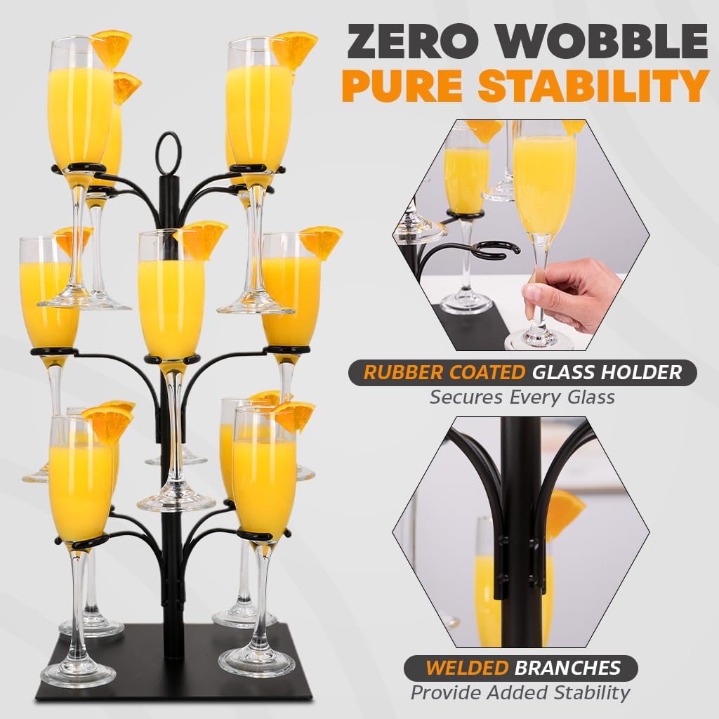 Drink Stand - Holds 12 Glasses – Cocktail Tree Stand Tower- Mimosa Bar Display for Parties - Wine Glass Holder