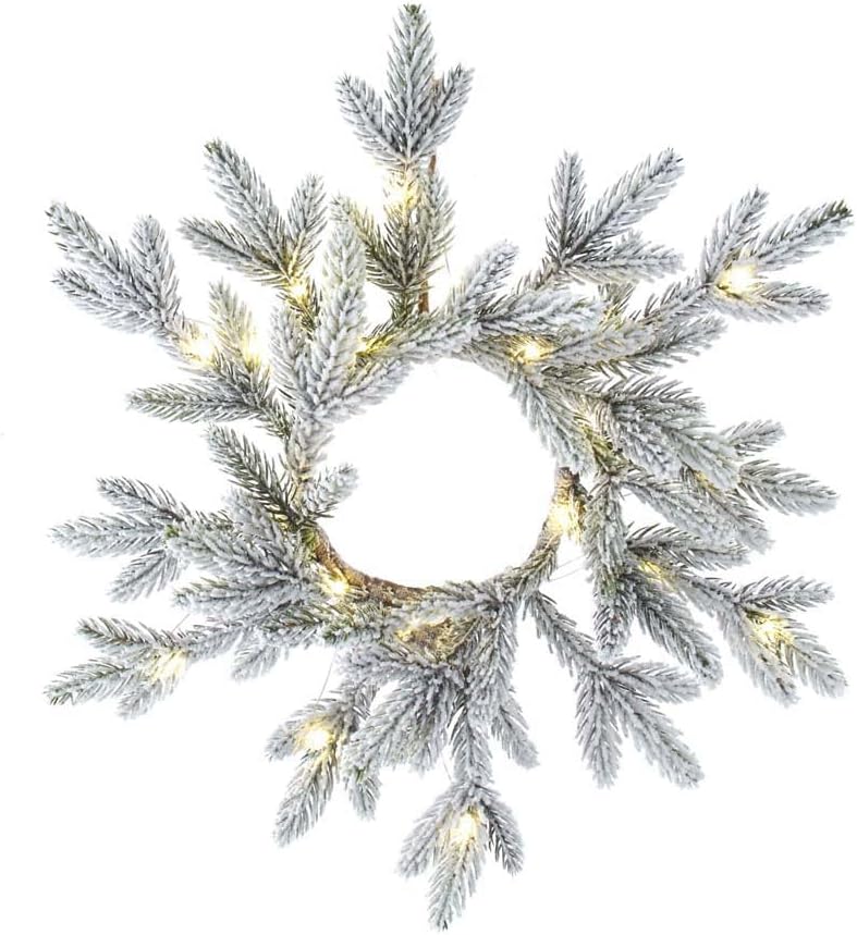 Kurt Adler 18-Inch 20-Light Battery-Operated LED Flocked Pine Wreath