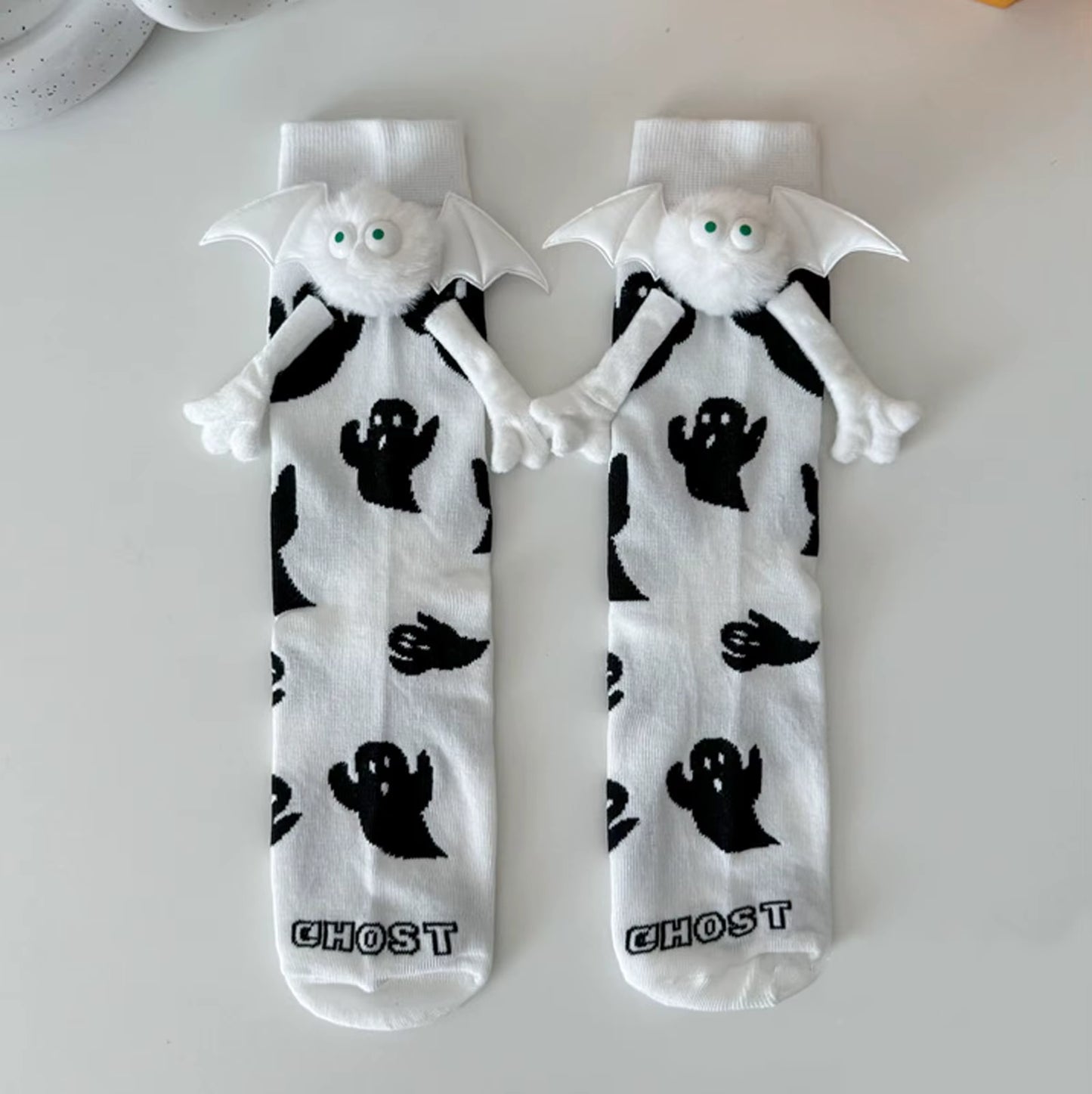 Women'S Halloween Socks Cute No Magnetic Hand in Hand Socks and White Ghost Middle Tube Cartoon Socks Funny Socks Косплей Аниме