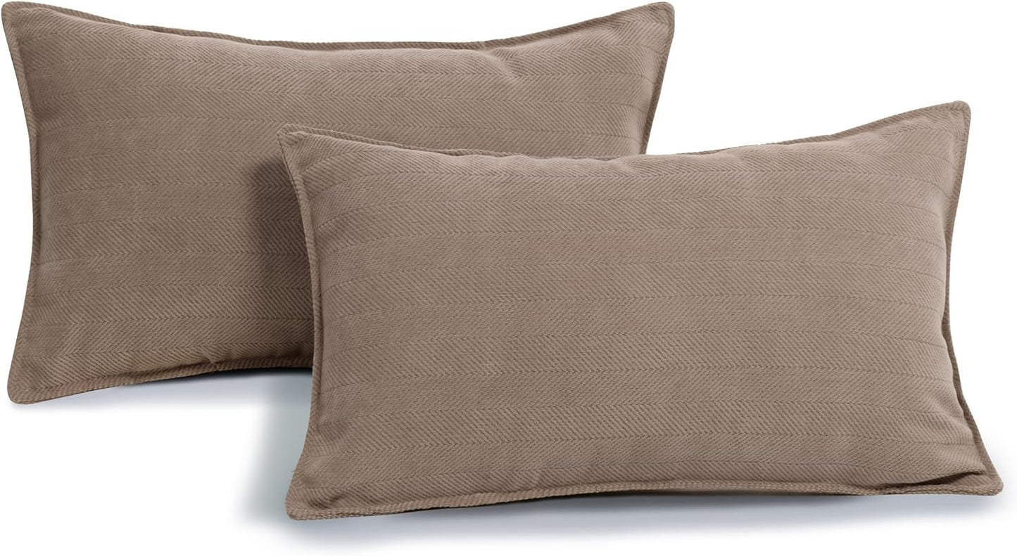 ZWJD Rust Throw Pillow Covers 18X18 Set of 2 Chenille Fall Pillow Covers with Elegant Design Soft and Luxurious Decorative Throw Pillows for Couch, Bed, and Home Decor