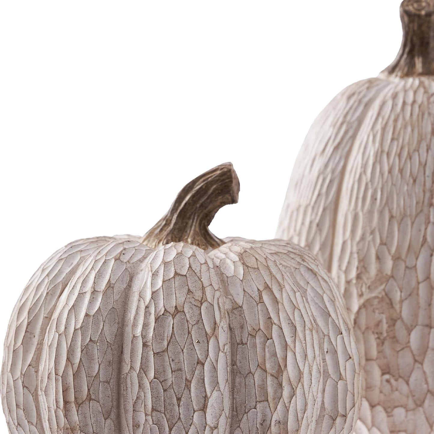 Thanksgiving Resin Pumpkins Fall Decor, Brown and White Decorative Pumpkins Figurine, Artificial Carved Faux Pumpkin Statues for Rustic Fall Tabletop Home Decor, Farmhouse, Autumn, Harvest, Wedding
