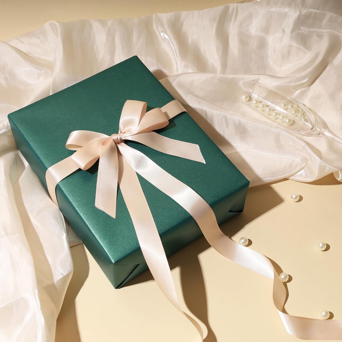 Laribbons Jumbo Roll Green Wrapping Paper, 30 Inch X 33 Feet, Solid Color Pearly-Lustre Gift Wrapping Paper Rolls for Wedding, Christmas, Valentine'S Day, Birthday, Baby Shower