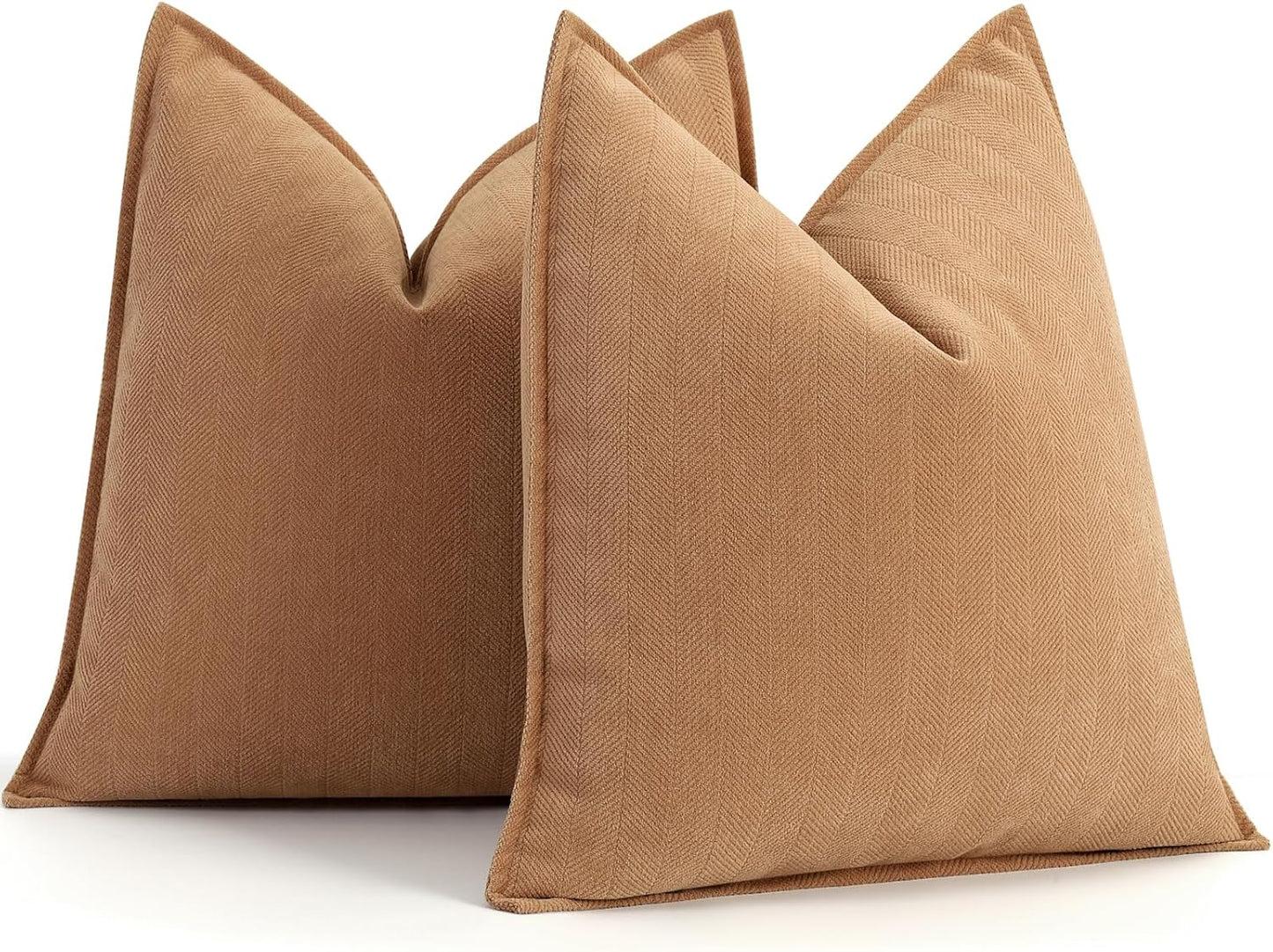 ZWJD Rust Throw Pillow Covers 18X18 Set of 2 Chenille Fall Pillow Covers with Elegant Design Soft and Luxurious Decorative Throw Pillows for Couch, Bed, and Home Decor