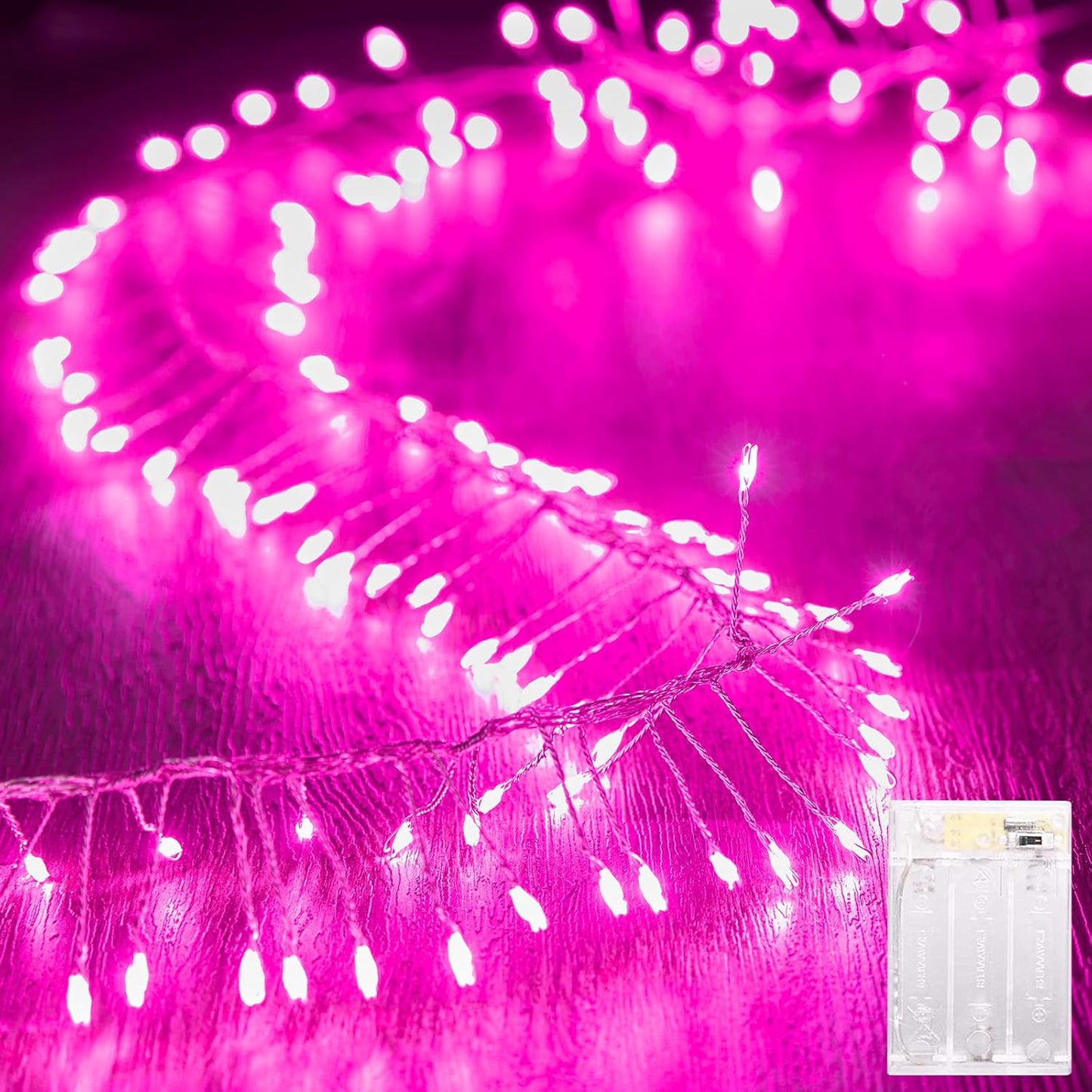 Fairy Lights Battery Operated, 10Ft 120 LED Firecracker String Lights, Waterproof Silver Wire Starry Firefly Light for DIY Wreath Weeding Indoor Outdoor Christmas Decorations