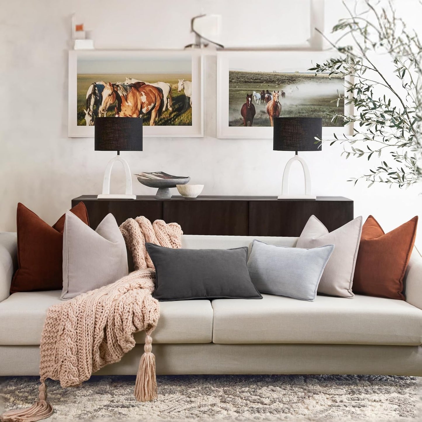 ZWJD Rust Throw Pillow Covers 18X18 Set of 2 Chenille Fall Pillow Covers with Elegant Design Soft and Luxurious Decorative Throw Pillows for Couch, Bed, and Home Decor