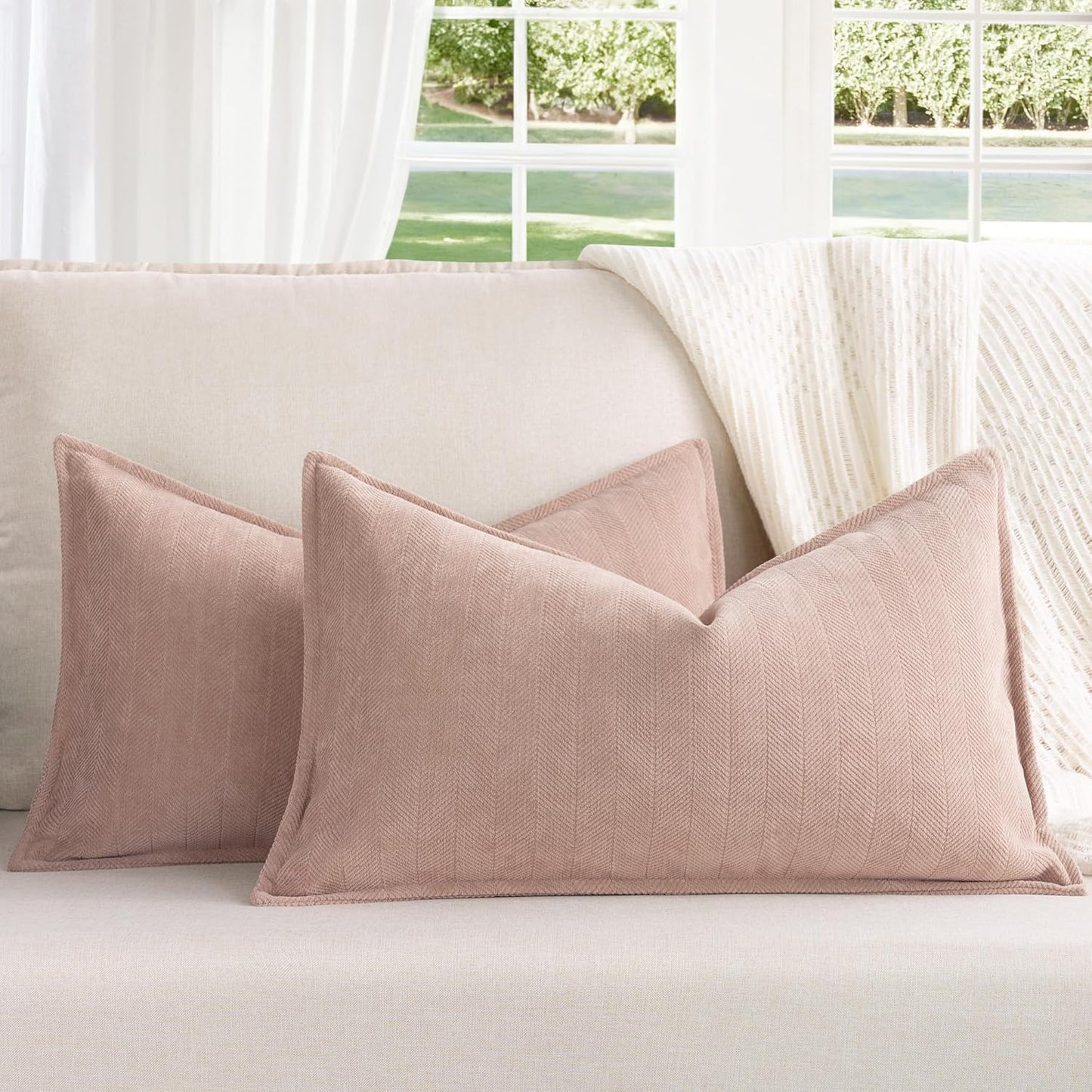 ZWJD Rust Throw Pillow Covers 18X18 Set of 2 Chenille Fall Pillow Covers with Elegant Design Soft and Luxurious Decorative Throw Pillows for Couch, Bed, and Home Decor