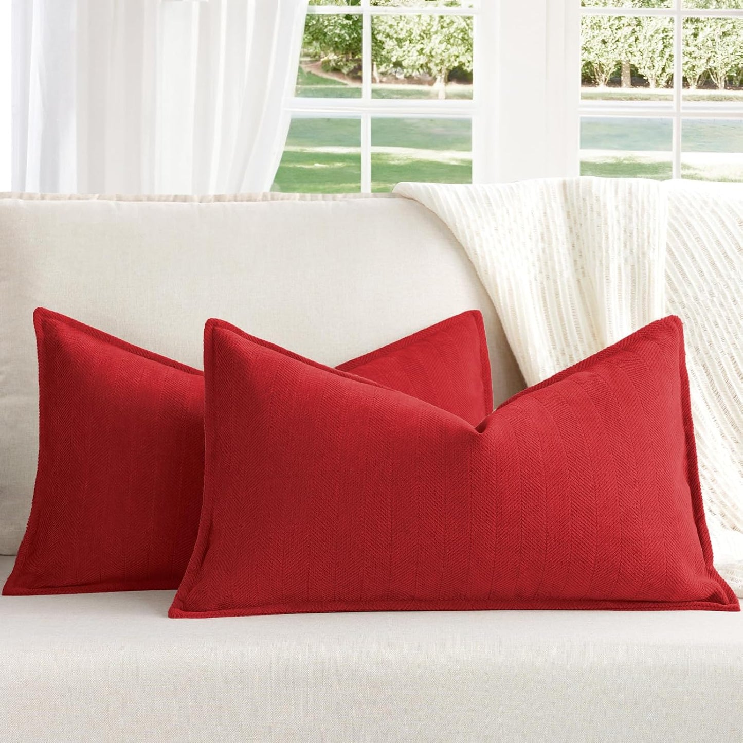 ZWJD Rust Throw Pillow Covers 18X18 Set of 2 Chenille Fall Pillow Covers with Elegant Design Soft and Luxurious Decorative Throw Pillows for Couch, Bed, and Home Decor