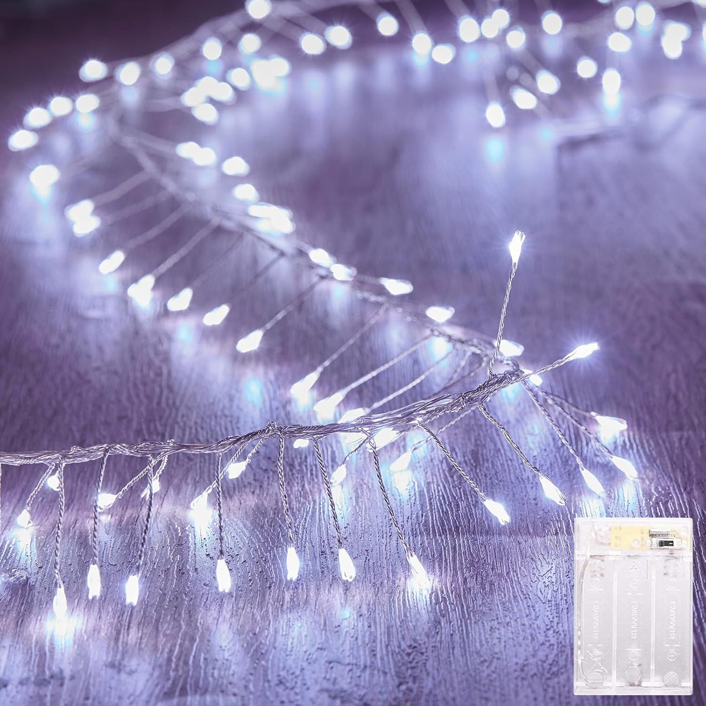 Fairy Lights Battery Operated, 10Ft 120 LED Firecracker String Lights, Waterproof Silver Wire Starry Firefly Light for DIY Wreath Weeding Indoor Outdoor Christmas Decorations