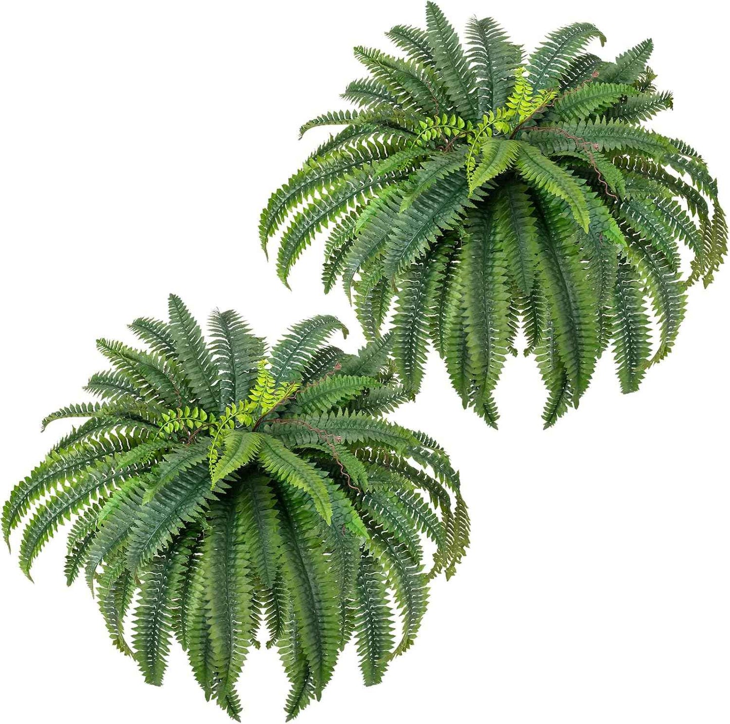 108 Branches Artificial Ferns for Home Decor - Large 50" Set of 2 Faux Boston Ferns for Outdoor Planters and Garden Decor
