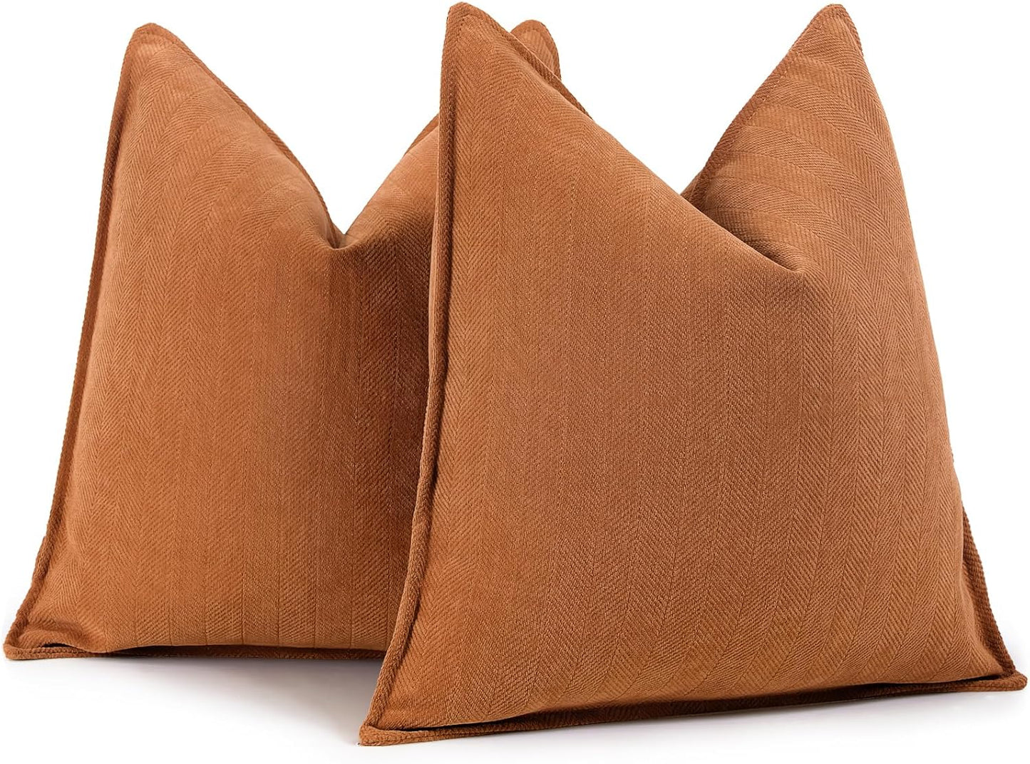 ZWJD Rust Throw Pillow Covers 18X18 Set of 2 Chenille Fall Pillow Covers with Elegant Design Soft and Luxurious Decorative Throw Pillows for Couch, Bed, and Home Decor