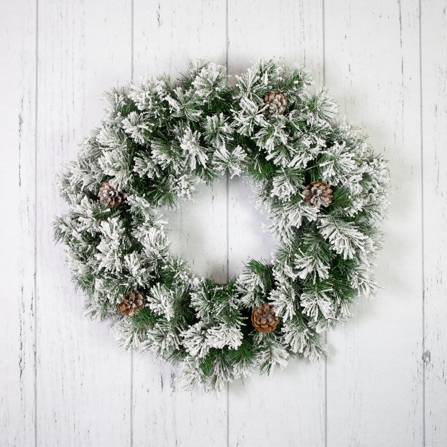 Northlight 24" Unlit Flocked Angel Pine with Pine Cones Artificial Christmas Wreath