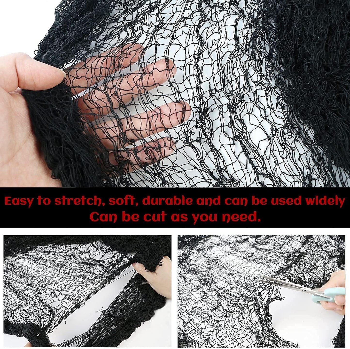 Set of 5 Halloween Creepy Gauze Cloth Decoration, Indoor Outdoor Black Scary Halloween Gauze Tapestry Decor, Spooky Decorations for Home Wall Yard Haunted House Party Supplies, 72 X 30 Inch