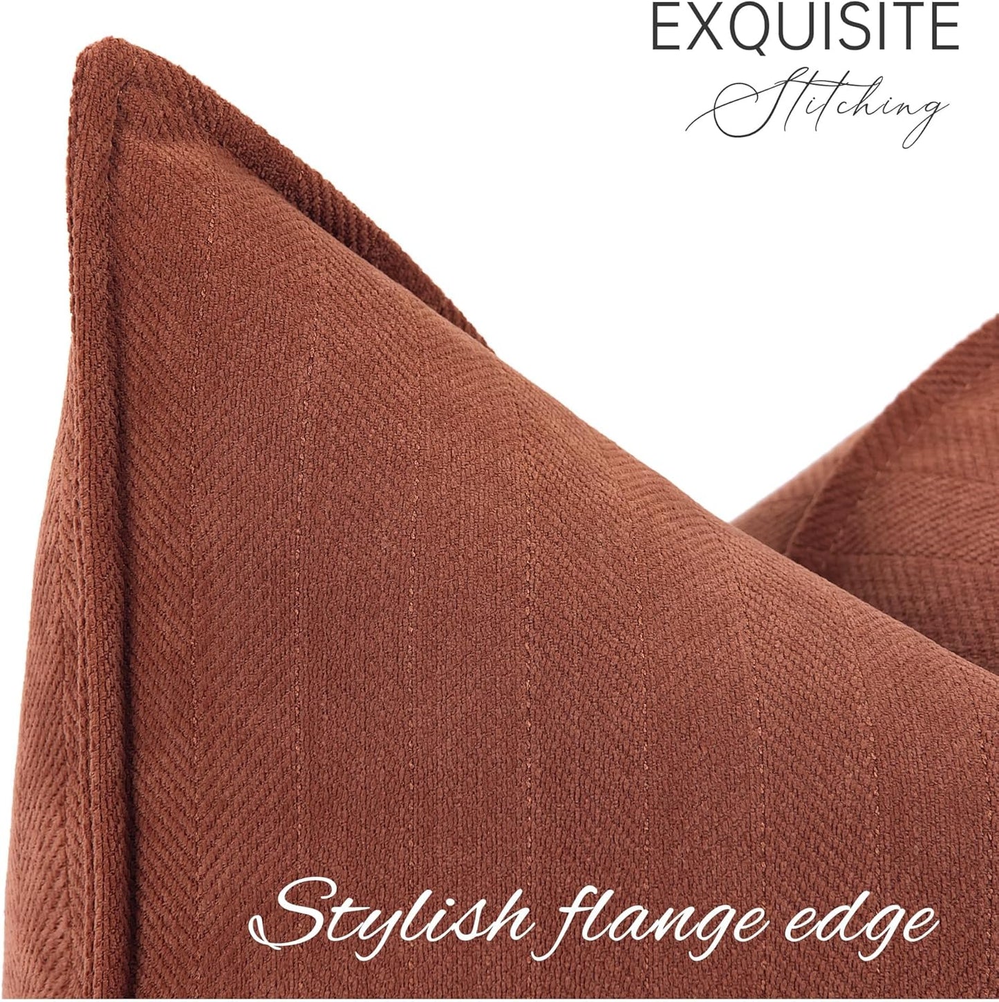 ZWJD Rust Throw Pillow Covers 18X18 Set of 2 Chenille Fall Pillow Covers with Elegant Design Soft and Luxurious Decorative Throw Pillows for Couch, Bed, and Home Decor