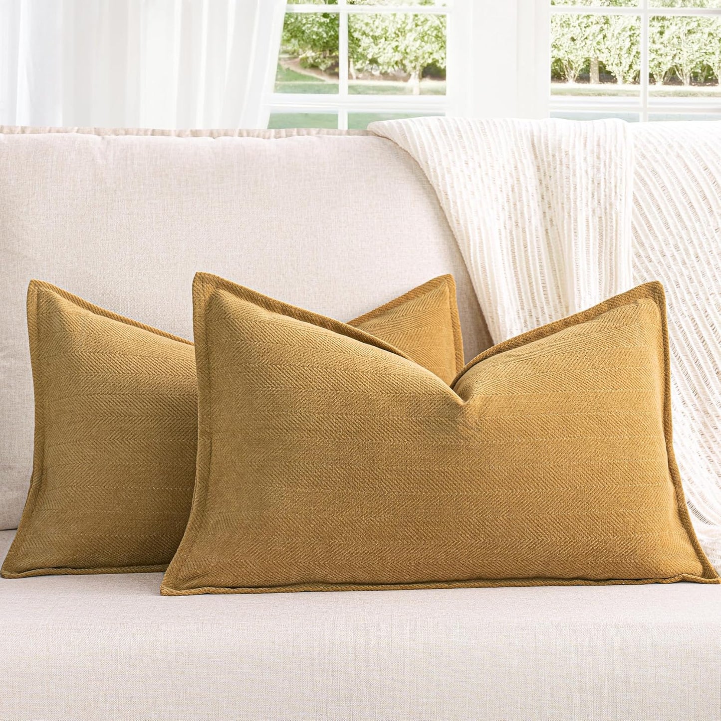 ZWJD Rust Throw Pillow Covers 18X18 Set of 2 Chenille Fall Pillow Covers with Elegant Design Soft and Luxurious Decorative Throw Pillows for Couch, Bed, and Home Decor