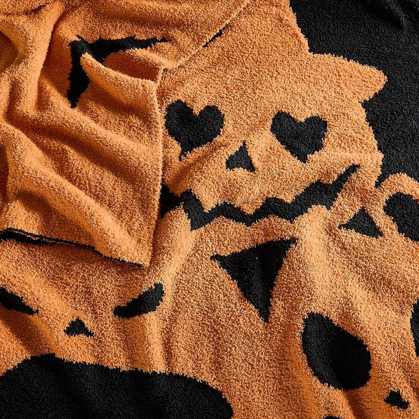 WDCOZY Halloween Throw Blanket Reversible Super Soft Knitted Blankets for Couch Bed Sofa Microfiber Warm Cozy Comfy Lightweight Fall Comfort Fluffy Fuzzy Knit Blanket Cute 50X60 Inches Pumpkin