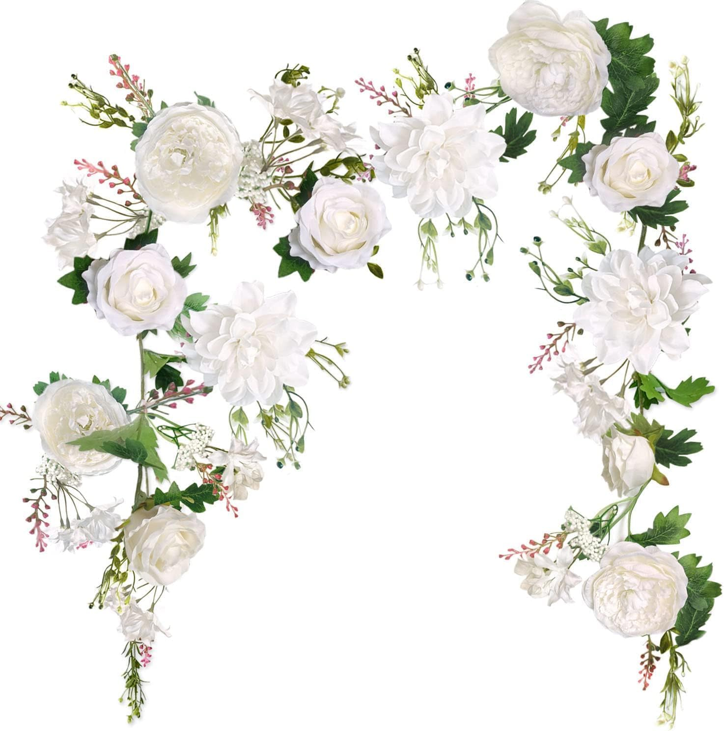 Rose Flower Vine Garland - 6' Peony Floral Decoration for Wedding, Home Table Runner, and Mantle