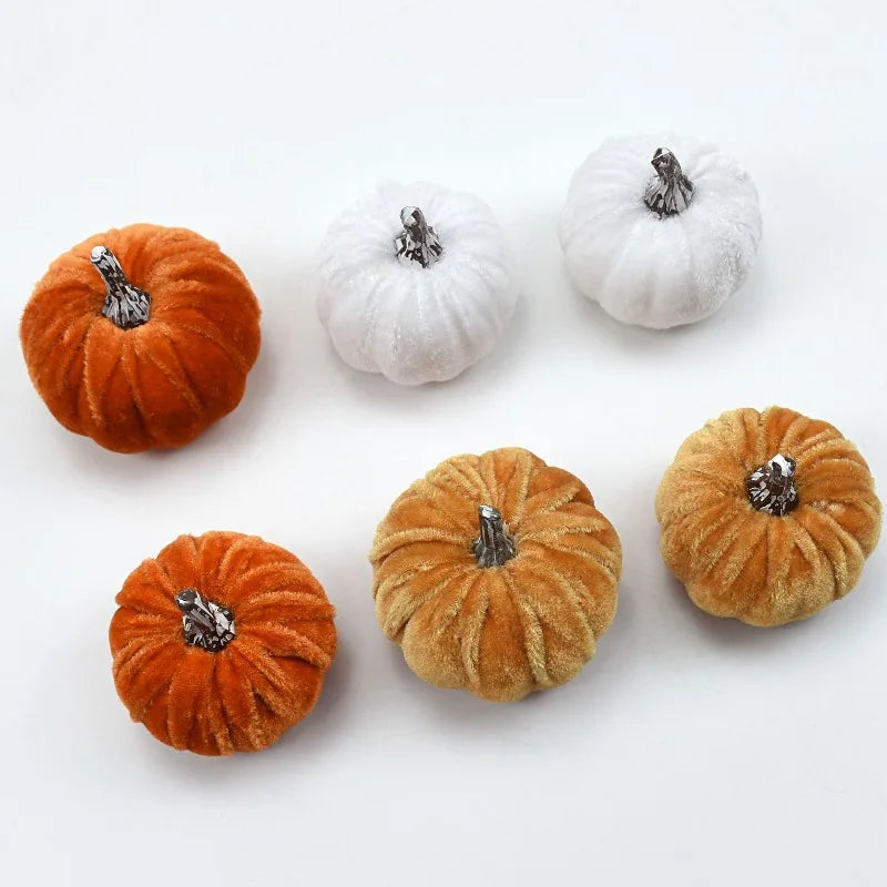 Halloween Velvet Pumpkin Set Artificial Pumpkin Decorations Fall Pumpkin Foam Ornaments for Home Holiday Decorations