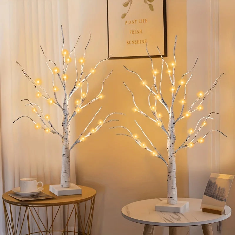 1/2Pcs Lighted Birch Artificial Trees, Battery Power Holiday Decorative Tree Christmas Halloween Easter Gift,For Holiday Wedding