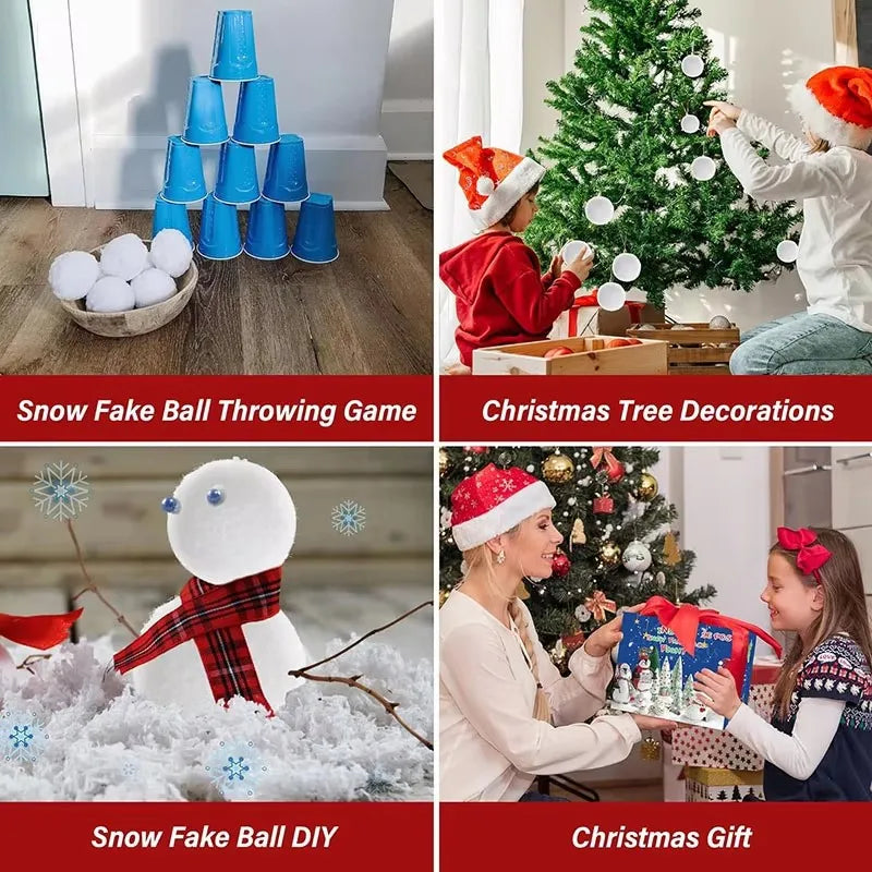 50Pack Soft Snow Fake Balls Christmas Kids Gift Toy Indoor Outdoor Snow Fight Ball Set Xmas Tree Ornament Decoration for Home