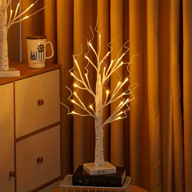 1/2Pcs Lighted Birch Artificial Trees, Battery Power Holiday Decorative Tree Christmas Halloween Easter Gift,For Holiday Wedding