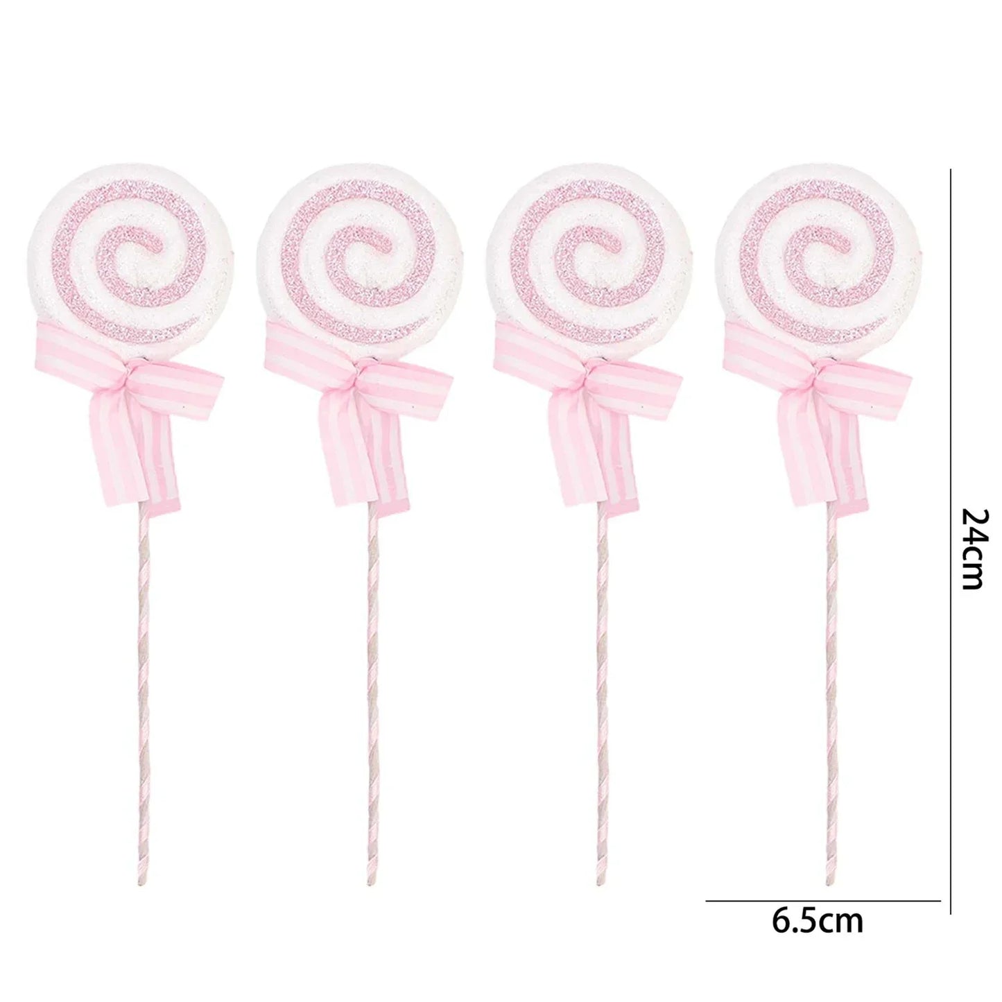 24Cm Simulation Plastic Glittery Candy Cane Christmas Lollipop Pendant Xmas Tree Hanging Ornament New Year Home Party Decoration