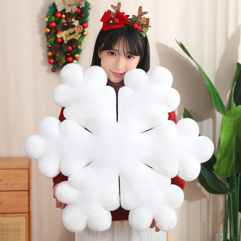 40/50/60Cm-15"- 23" Diameter New White Plush Snowflake Toys Super Stuffed Snow Pillow Kids Sleep Home Sofa Bed Cushion Christmas Pillow