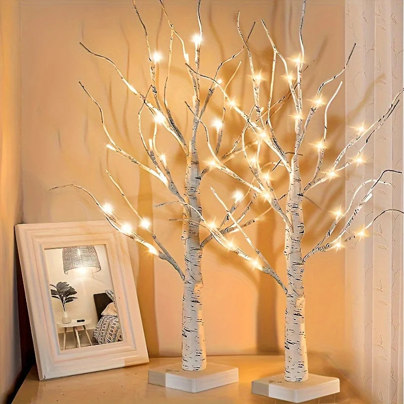 1/2Pcs Lighted Birch Artificial Trees, Battery Power Holiday Decorative Tree Christmas Halloween Easter Gift,For Holiday Wedding