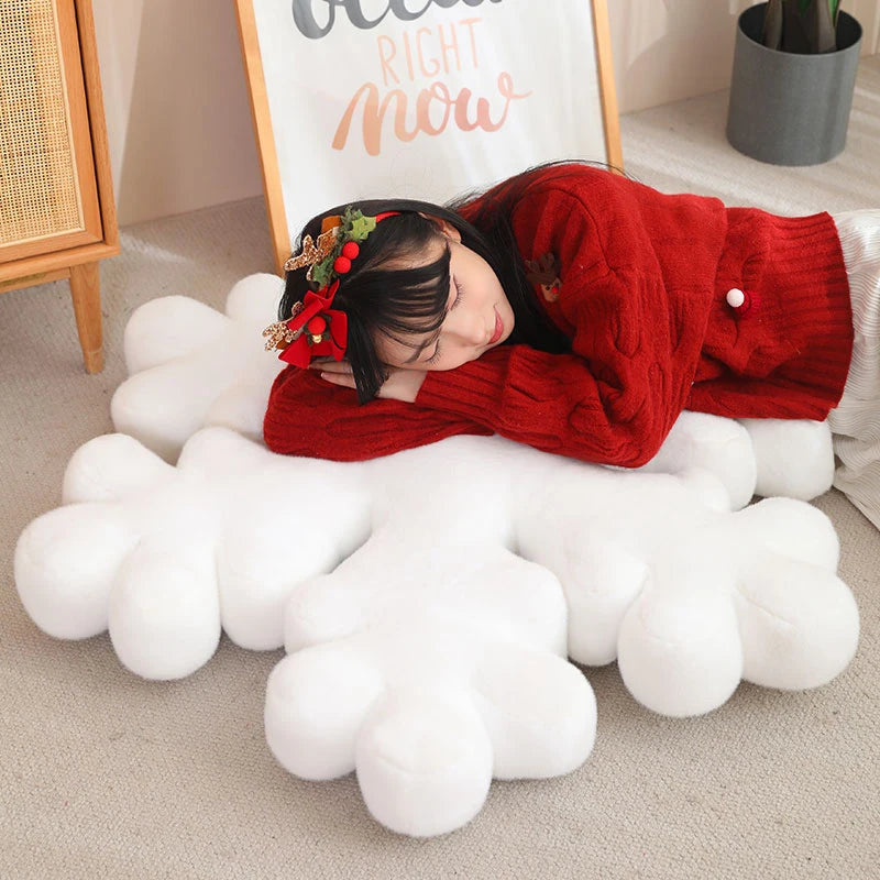 40/50/60Cm-15"- 23" Diameter New White Plush Snowflake Toys Super Stuffed Snow Pillow Kids Sleep Home Sofa Bed Cushion Christmas Pillow