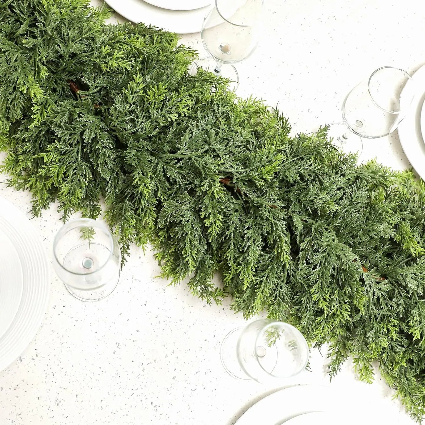 6/9Ft Christmas Cedar Garland Artificial Realistic Soft and Thickness Green Faux Pine Vine for Home Fireplace Holiday Decoration