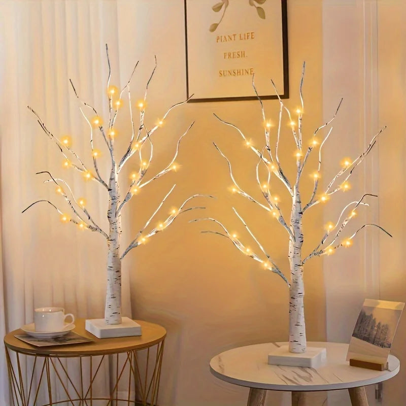 1/2Pcs Lighted Birch Artificial Trees, Battery Power Holiday Decorative Tree Christmas Halloween Easter Gift,For Holiday Wedding