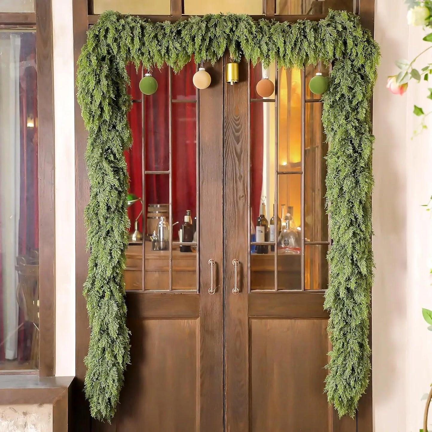 6/9Ft Christmas Cedar Garland Artificial Realistic Soft and Thickness Green Faux Pine Vine for Home Fireplace Holiday Decoration