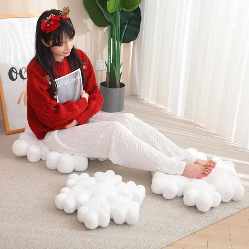 40/50/60Cm-15"- 23" Diameter New White Plush Snowflake Toys Super Stuffed Snow Pillow Kids Sleep Home Sofa Bed Cushion Christmas Pillow