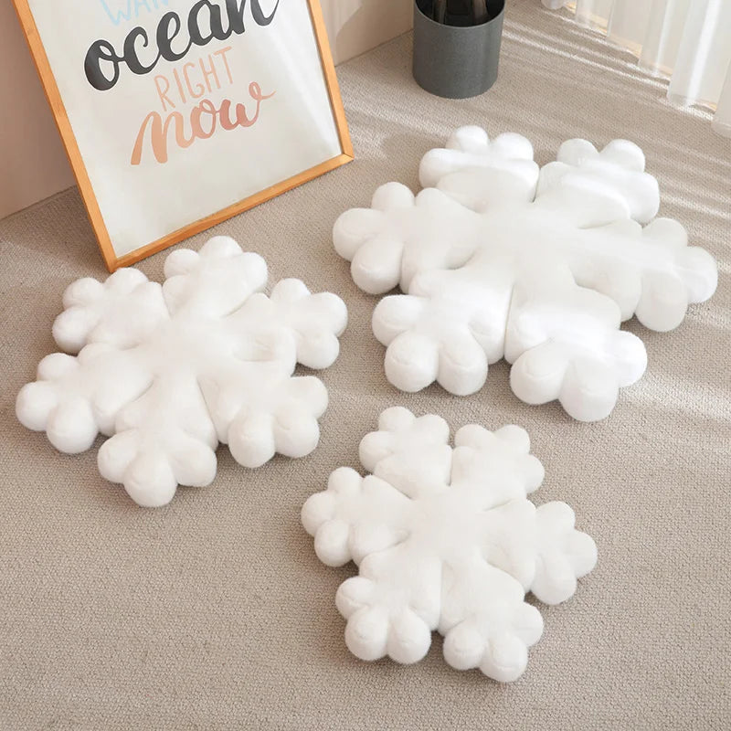 40/50/60Cm-15"- 23" Diameter New White Plush Snowflake Toys Super Stuffed Snow Pillow Kids Sleep Home Sofa Bed Cushion Christmas Pillow