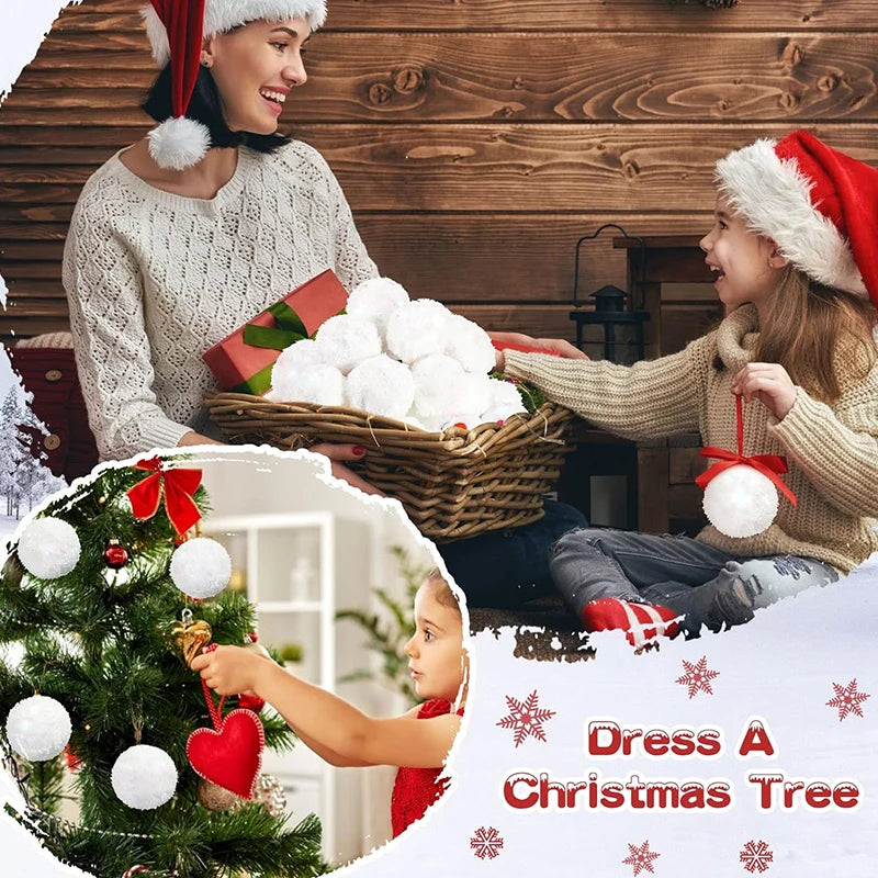 50Pack Soft Snow Fake Balls Christmas Kids Gift Toy Indoor Outdoor Snow Fight Ball Set Xmas Tree Ornament Decoration for Home