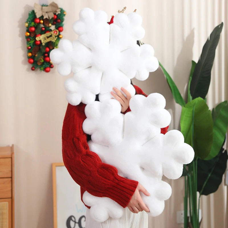 40/50/60Cm-15"- 23" Diameter New White Plush Snowflake Toys Super Stuffed Snow Pillow Kids Sleep Home Sofa Bed Cushion Christmas Pillow