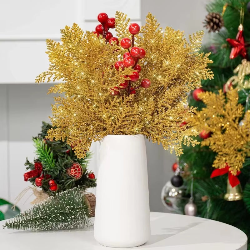 5Pcs Artificial Christmas Decor Pine Needle Home Room Decoration Christmas Tree Hanging Accessories Navidad Party New Year Decor