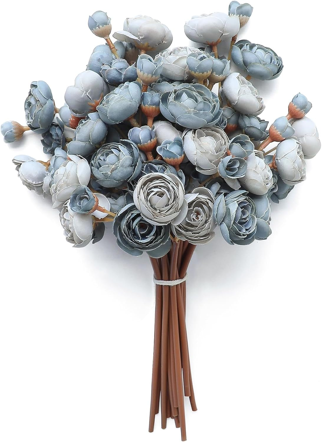 Floroom Ranunculus Artificial Flowers 18 Pcs Taupe Brown Faux Silk Mini Ranunculus Bulk Fake Wedding Filler Flowers for DIY Bouquets, Centerpieces, Bridal Shower Decorations & Arrangements
