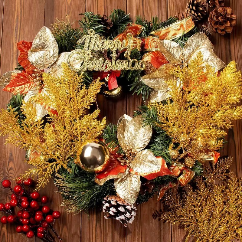 5Pcs Artificial Christmas Decor Pine Needle Home Room Decoration Christmas Tree Hanging Accessories Navidad Party New Year Decor