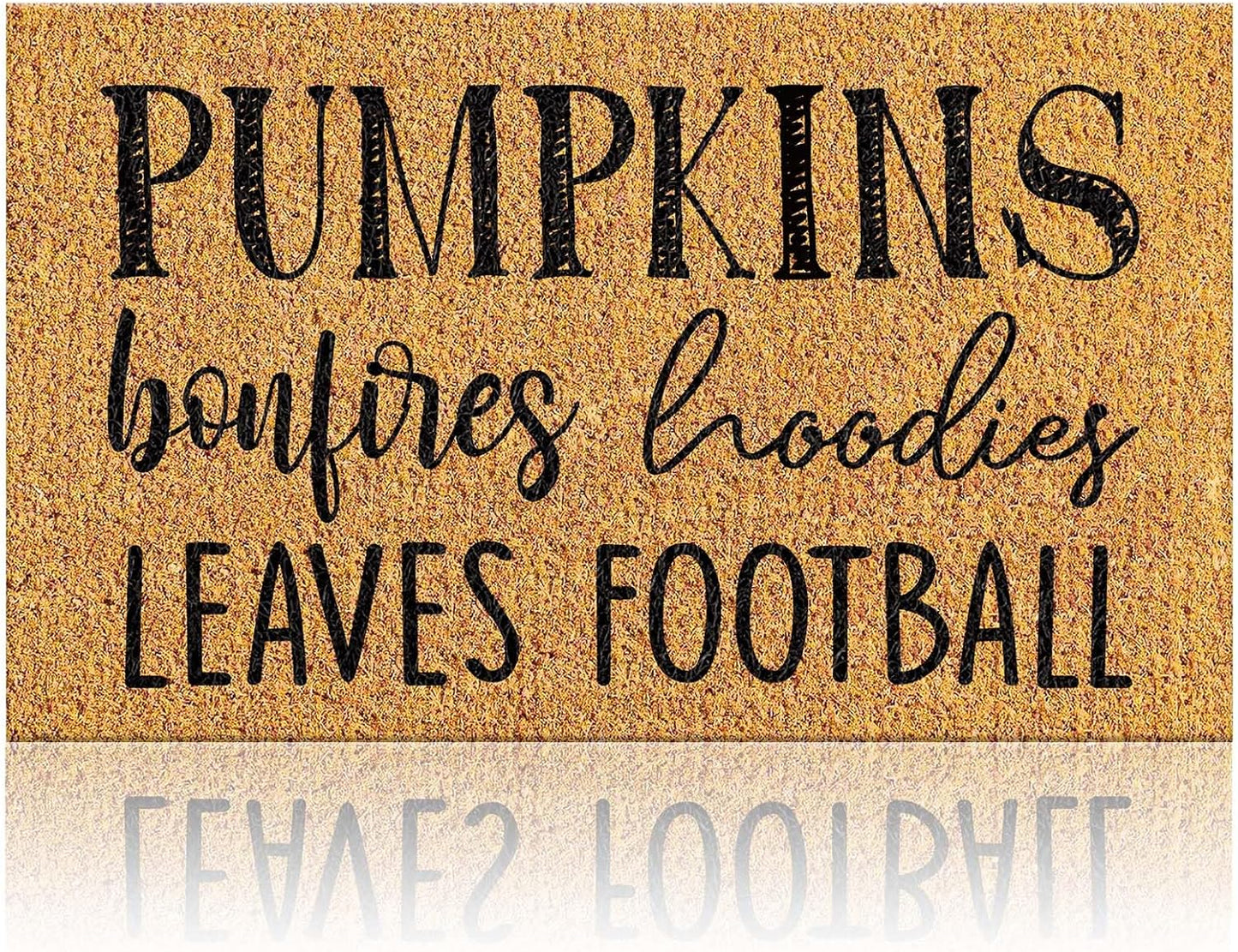 Ceenna Fall Coir Doormat Football Pumpkin Style Coir Welcome Mats Autumn Non Slip Floor Mats Thanksgiving Indoor Entrance Door Mat Porch Front Decor, 16 X 28 Inch(Pumpkin Bonfire)